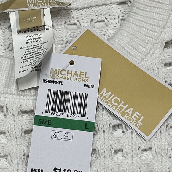 Michael Kors Sweater Womens L White Open Knit Pullover Tunic Beach Lagenlook - Picture 4 of 10
